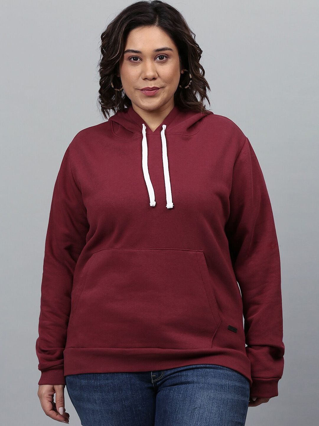 Instafab Plus Women Maroon Hooded Sweatshirt Price in India