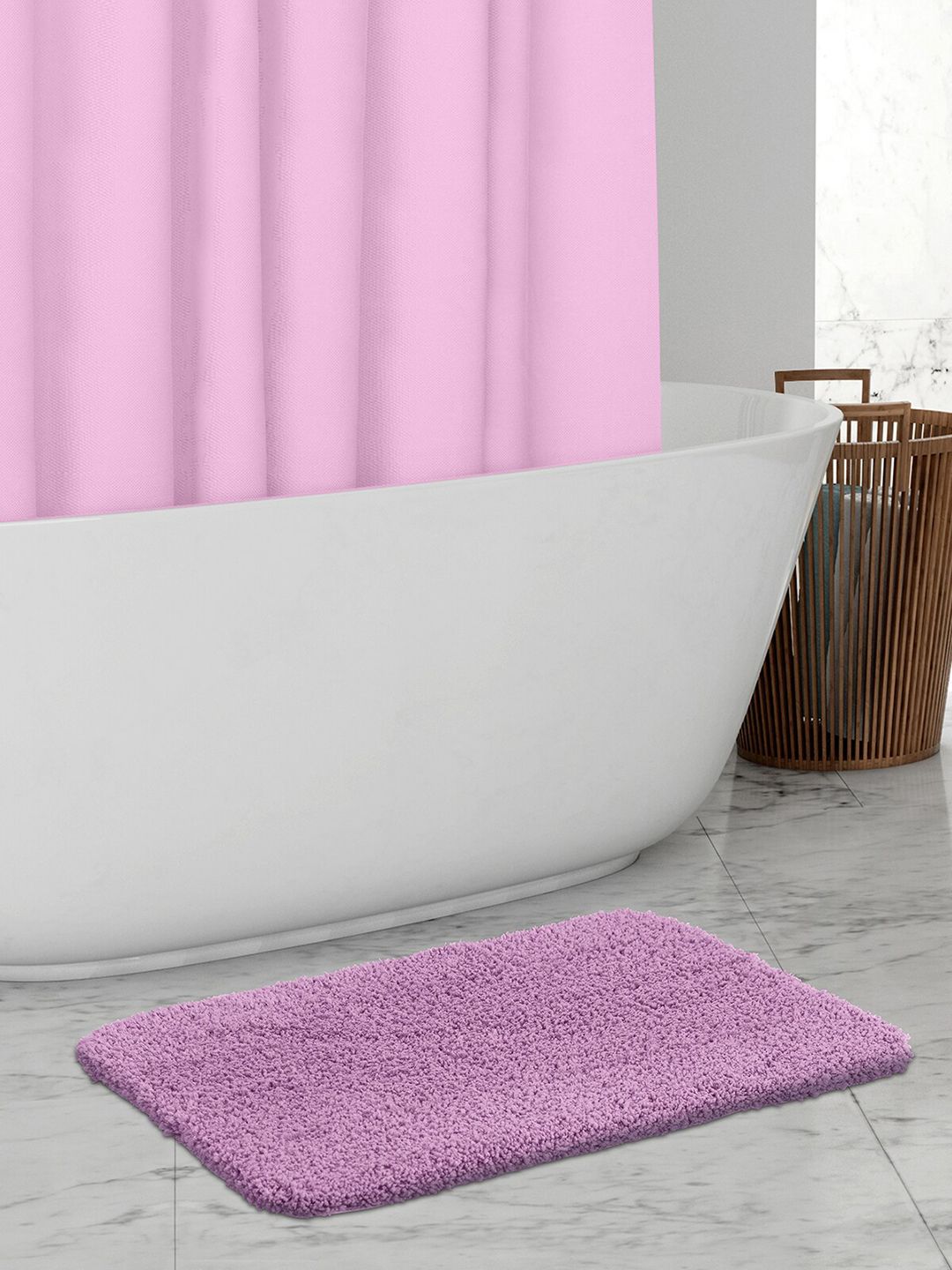 OBSESSIONS Purple Solid Rectangular Anti-Skid Bath Rug Price in India