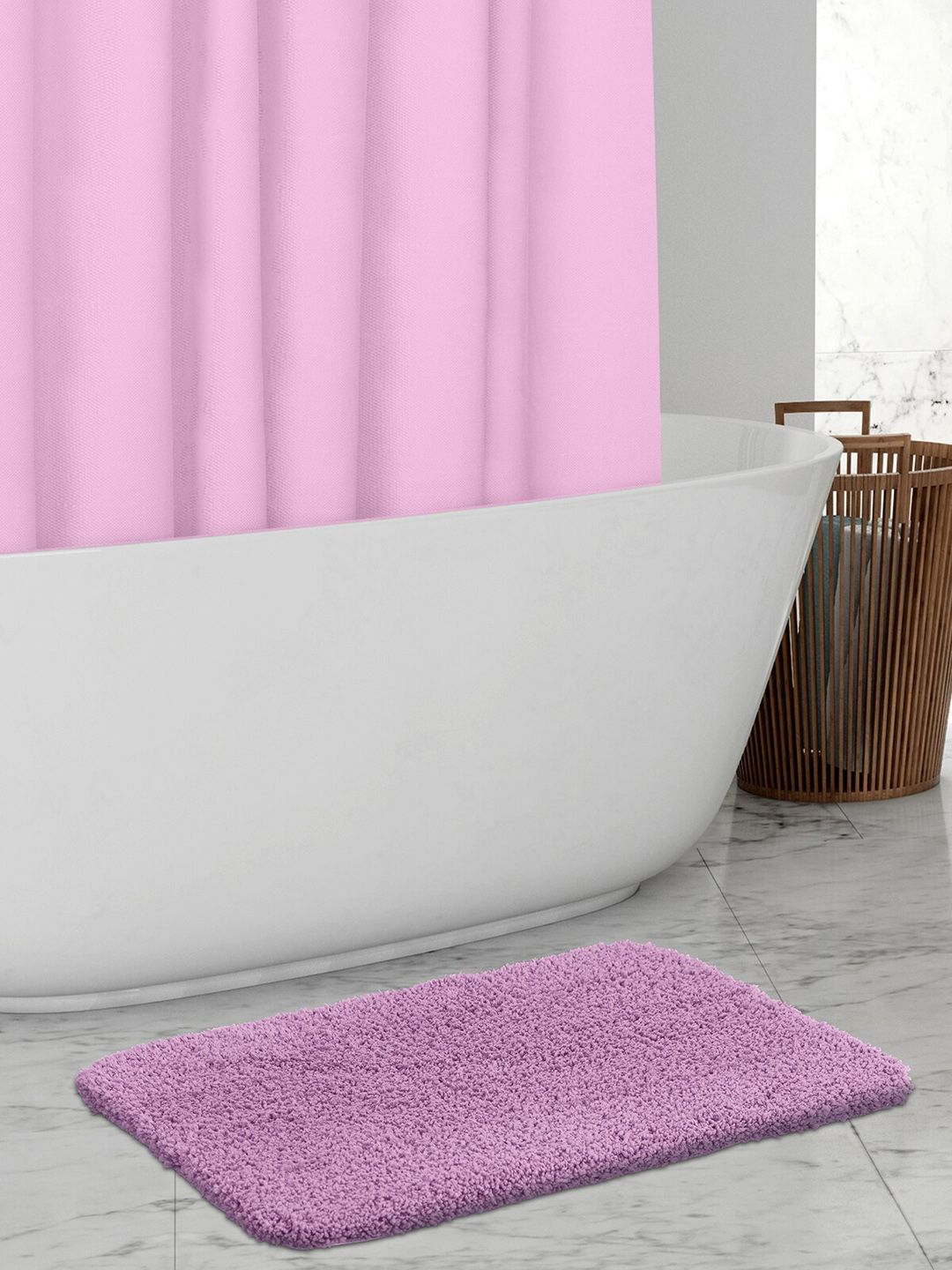 OBSESSIONS Purple Solid 2000 GSM Anti-Skid Bath Rug Price in India
