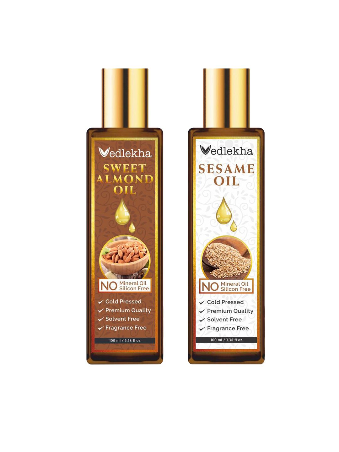 Vedlekha Brown Set of 2 Almond & Sesame Oil Price in India
