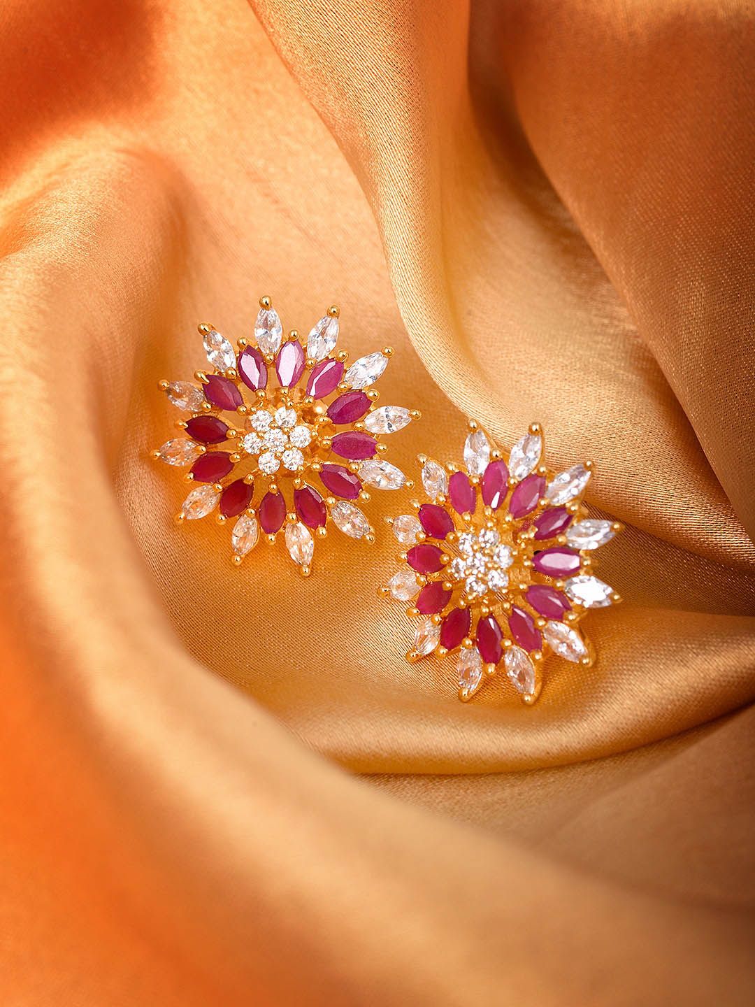 Saraf RS Jewellery Magenta Contemporary Stud Earrings Price in India