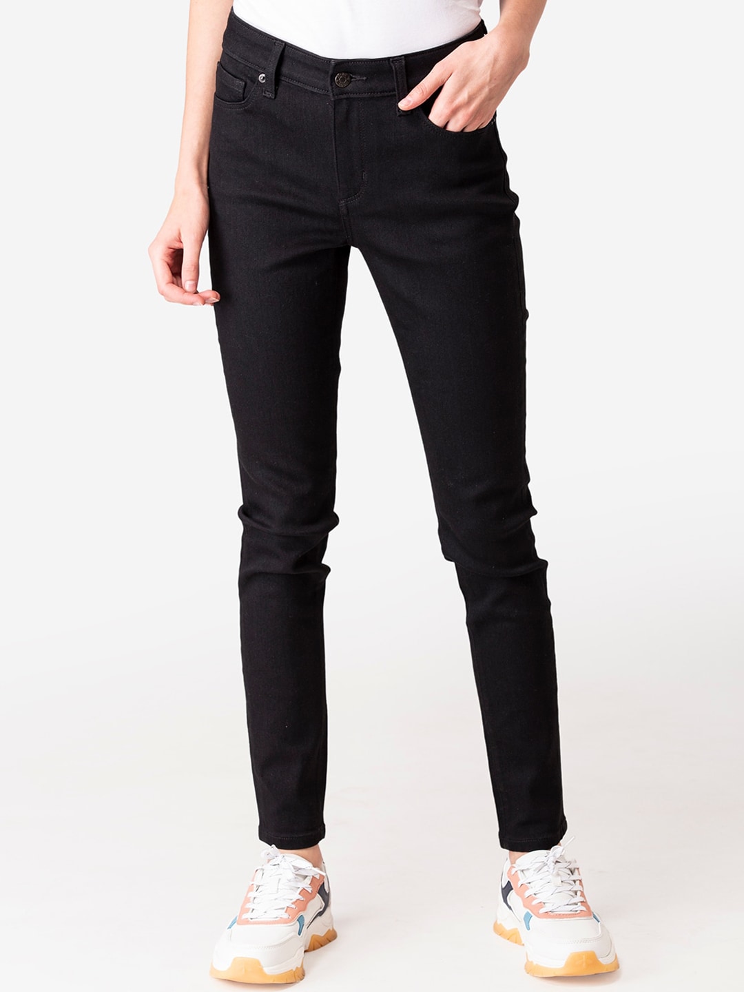 Mode by Red Tape Women Black Skinny Fit Jeans Price in India
