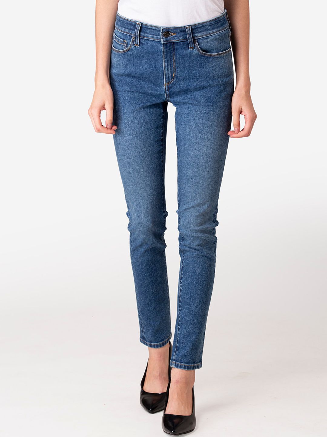 Mode by Red Tape Women Blue Skinny Fit Light Fade Jeans Price in India
