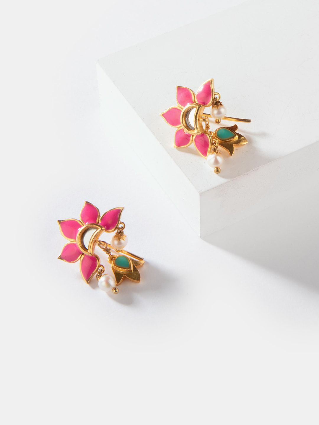 SHAYA Gold-Toned Contemporary Stud Earrings Price in India