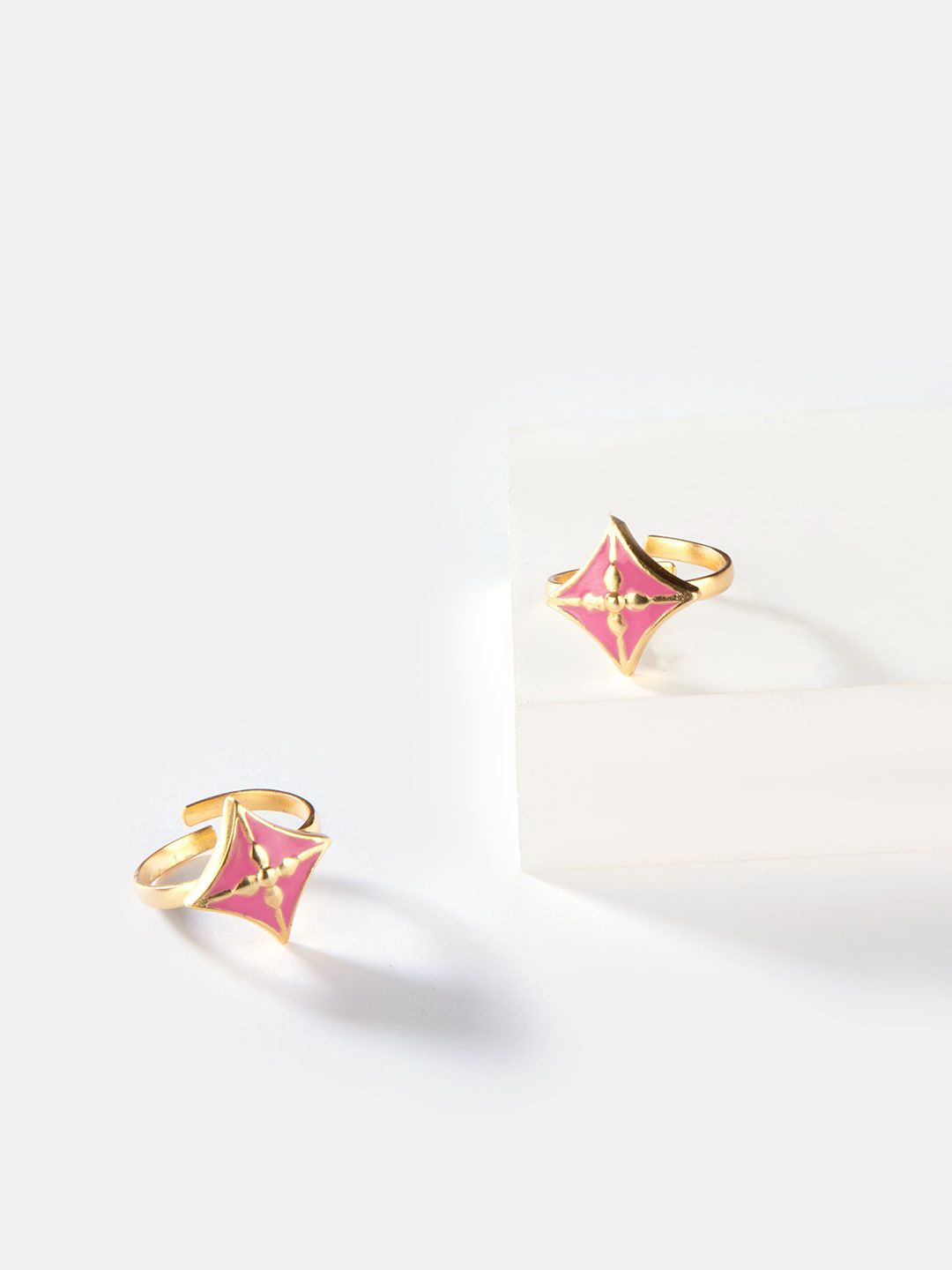 SHAYA 18KT Gold-Plated Pink Enamelled Adjustable Toe-Rings Price in India
