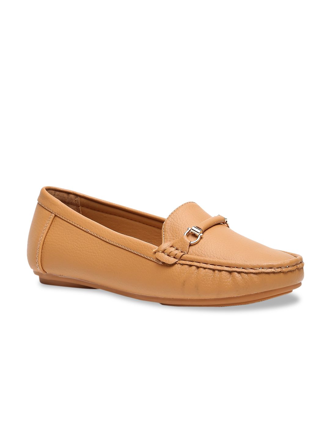Flat n Heels Women Tan Solid Loafers Price in India