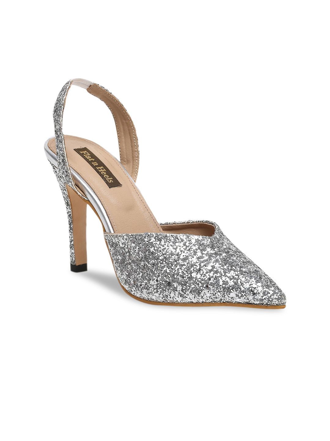 Flat n Heels Silver-Toned Pumps Price in India