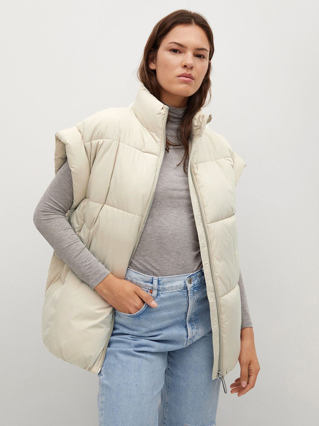 MANGO Women Grey Puffer Jacket Price in India