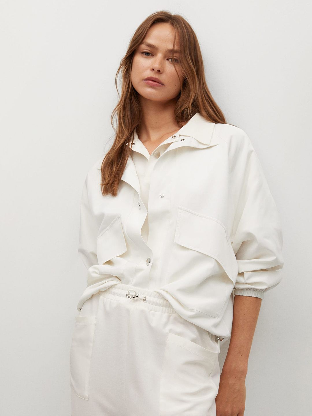 MANGO Women White Solid Tailored Jacket