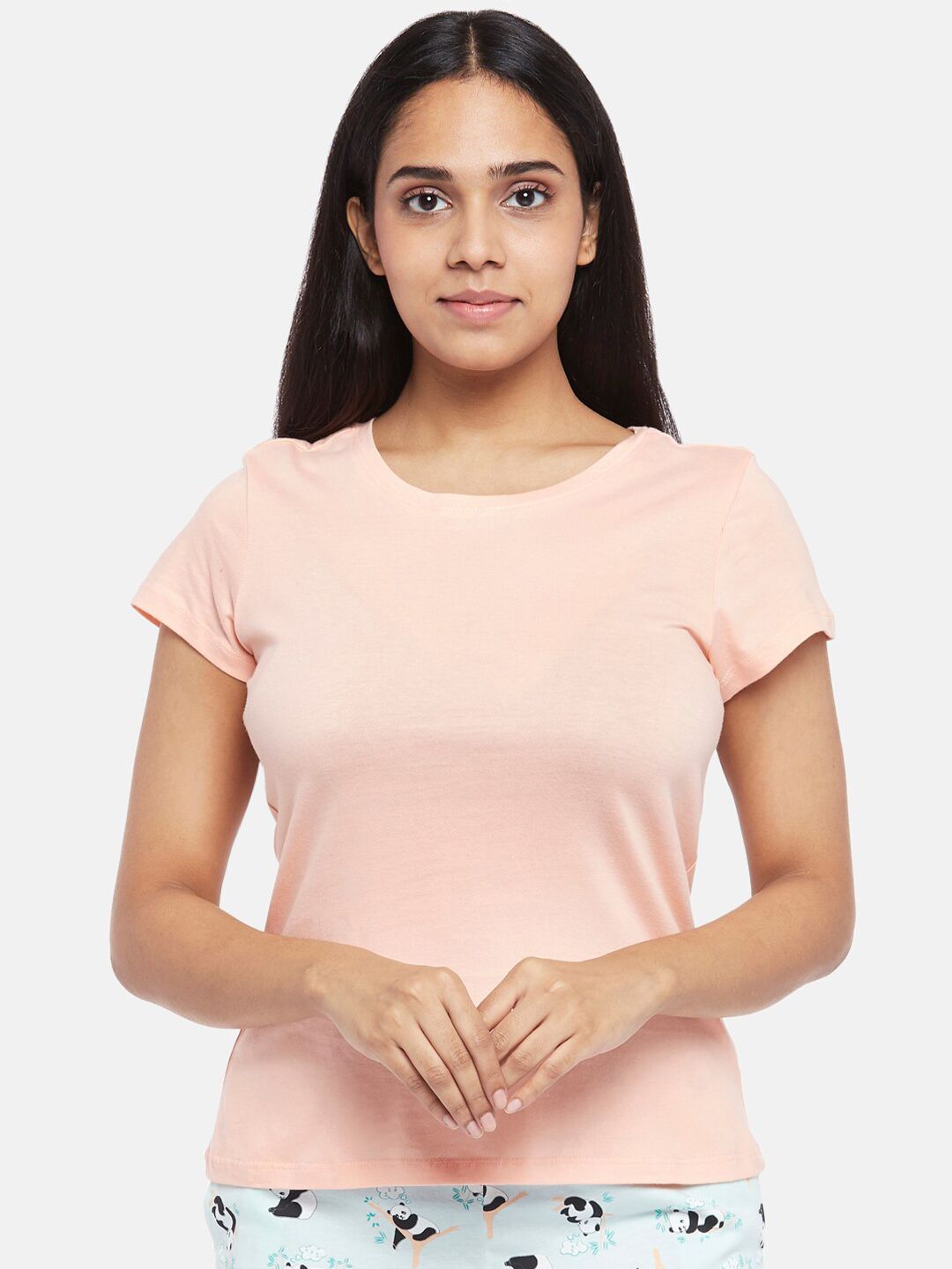 Dreamz by Pantaloons Women Peach Lounge Tshirt Price in India