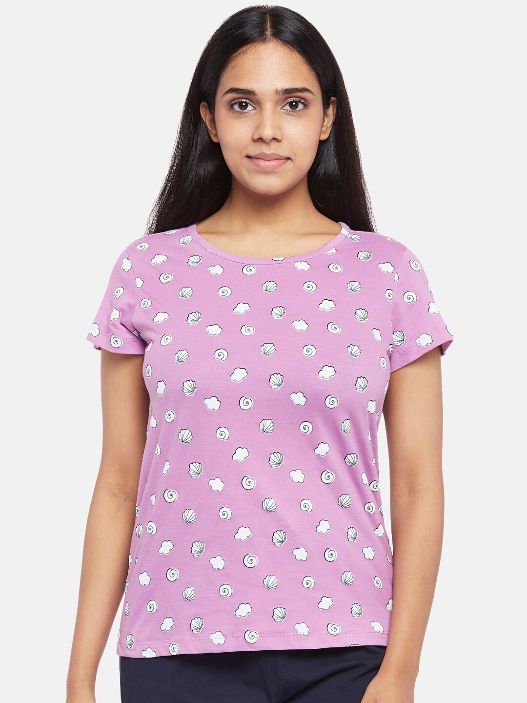 Dreamz by Pantaloons Purple Conversational Printed Regular Lounge tshirt Price in India