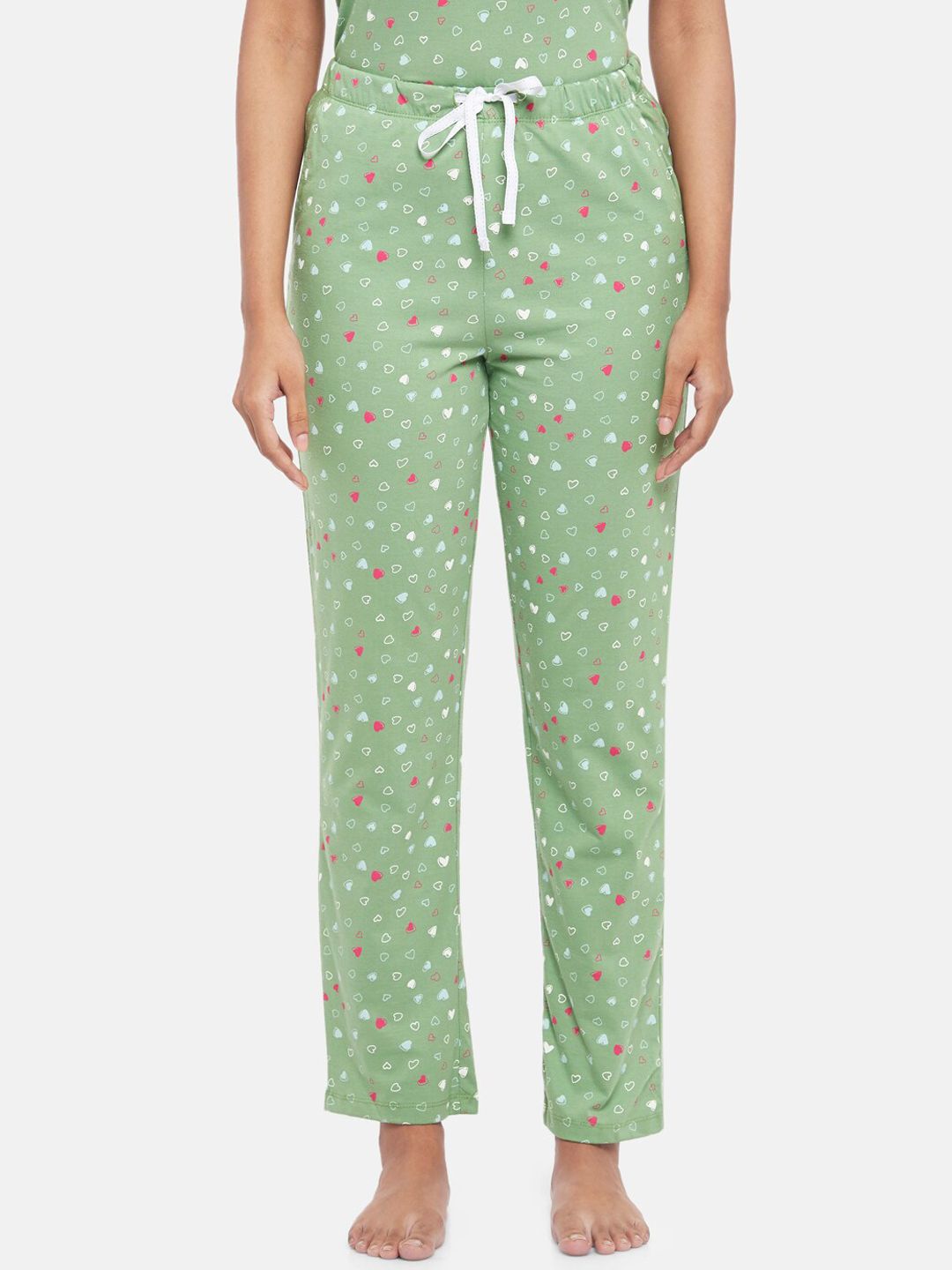 Dreamz by Pantaloons Green Heart Printed Lounge Pants Price in India