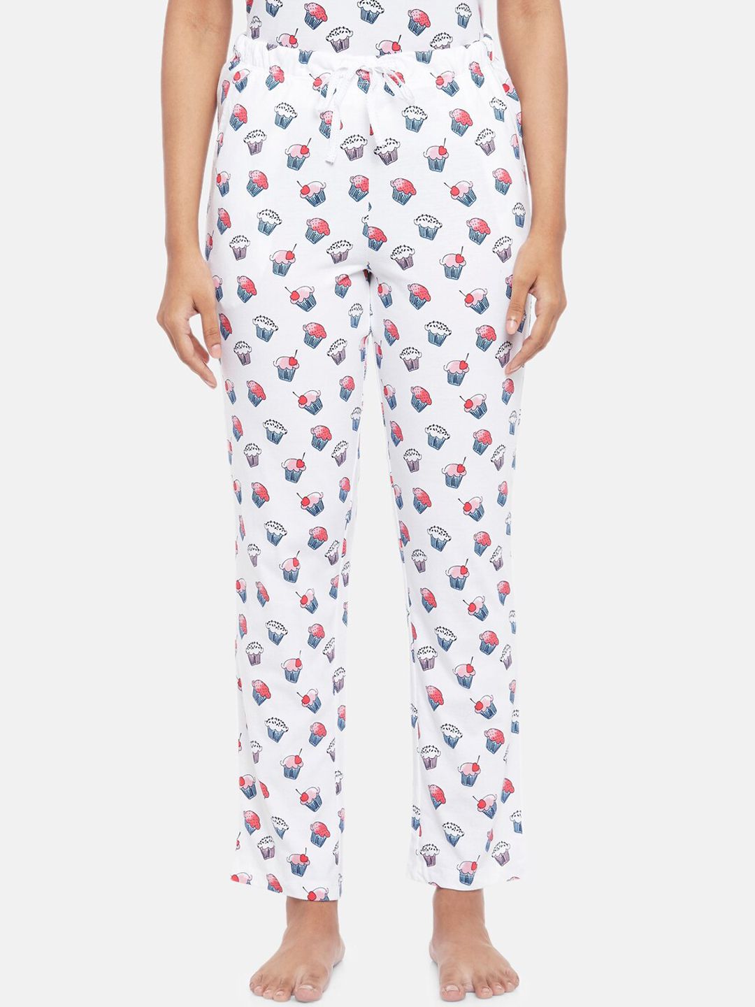 Dreamz by Pantaloons Women White & Pink Printed Night Suit Set Price in India