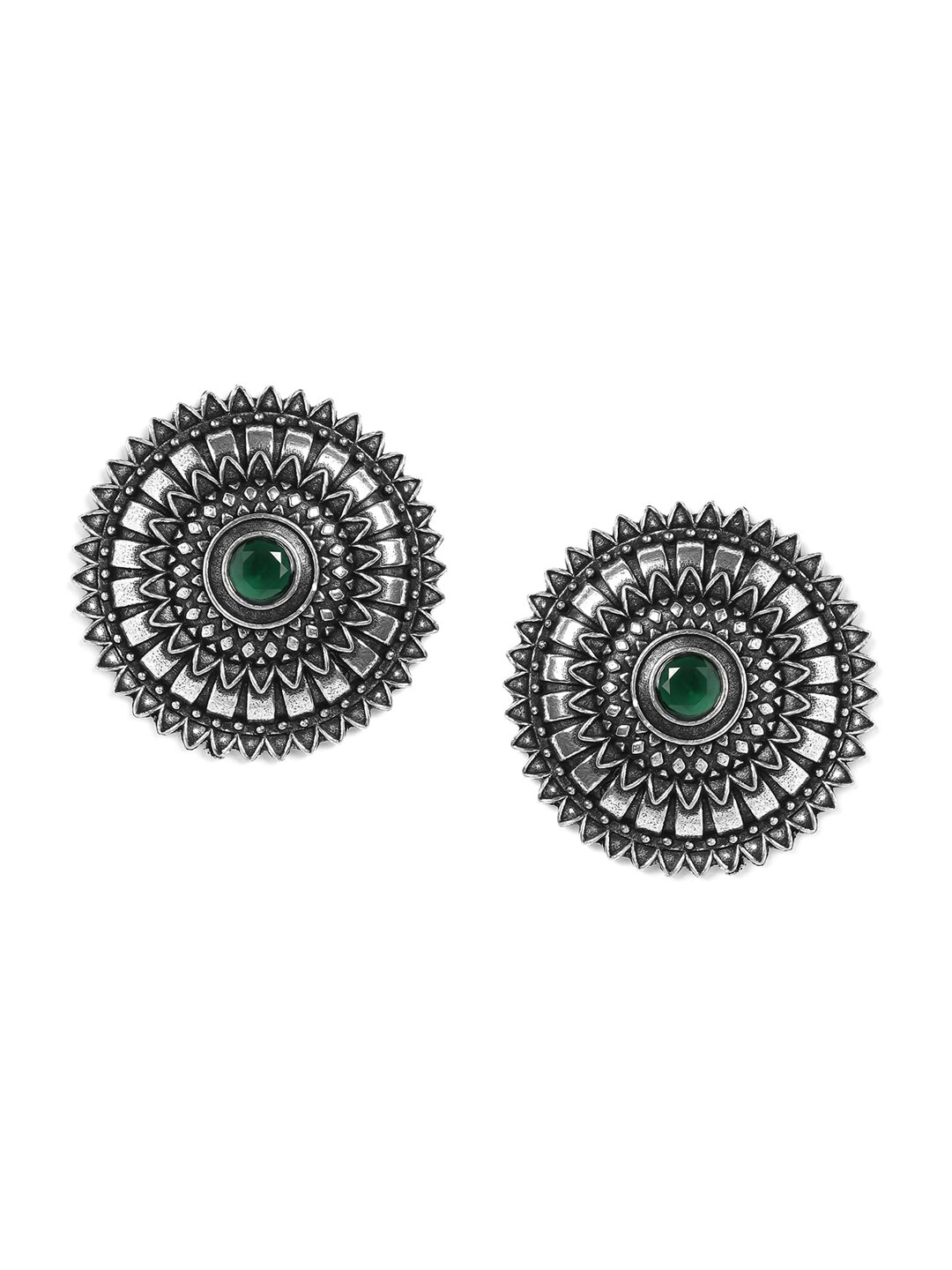 Anouk Silver-Plated Silver-Toned Circular Studs Earrings Price in India