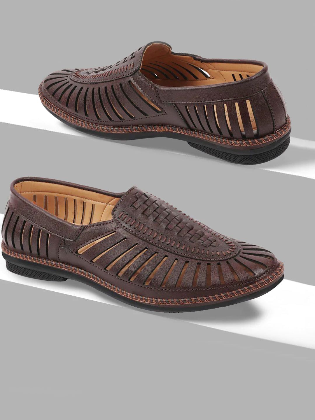 FAUSTO Men Brown PU Loafers