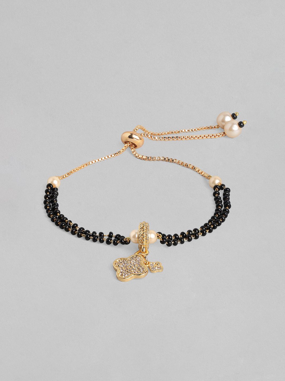 Rubans Women Black Gold-Plated Multistrand Mangalsutra Bracelet Price in India