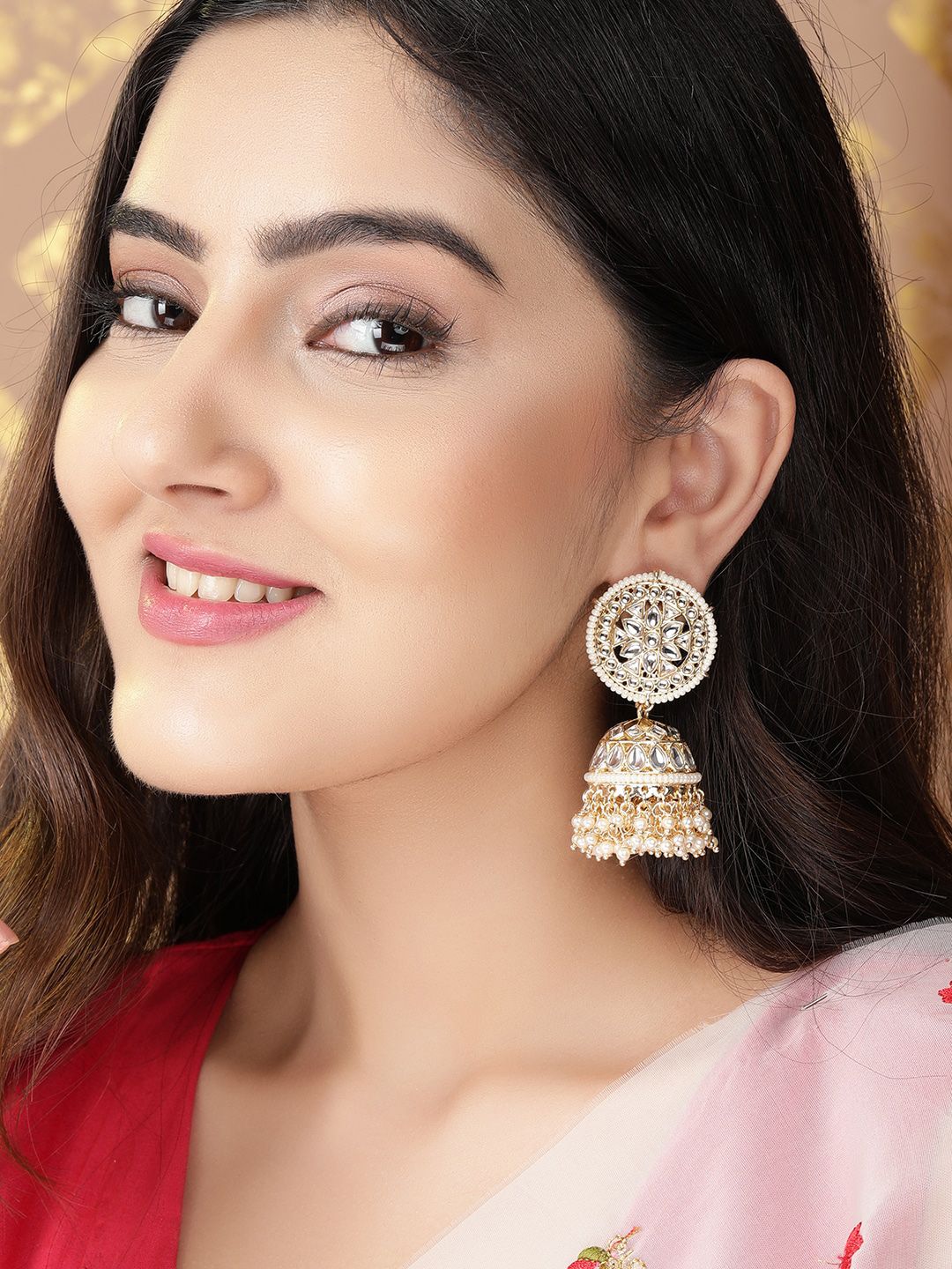 Rubans Gold-Plated Contemporary Jhumkas Earrings Price in India