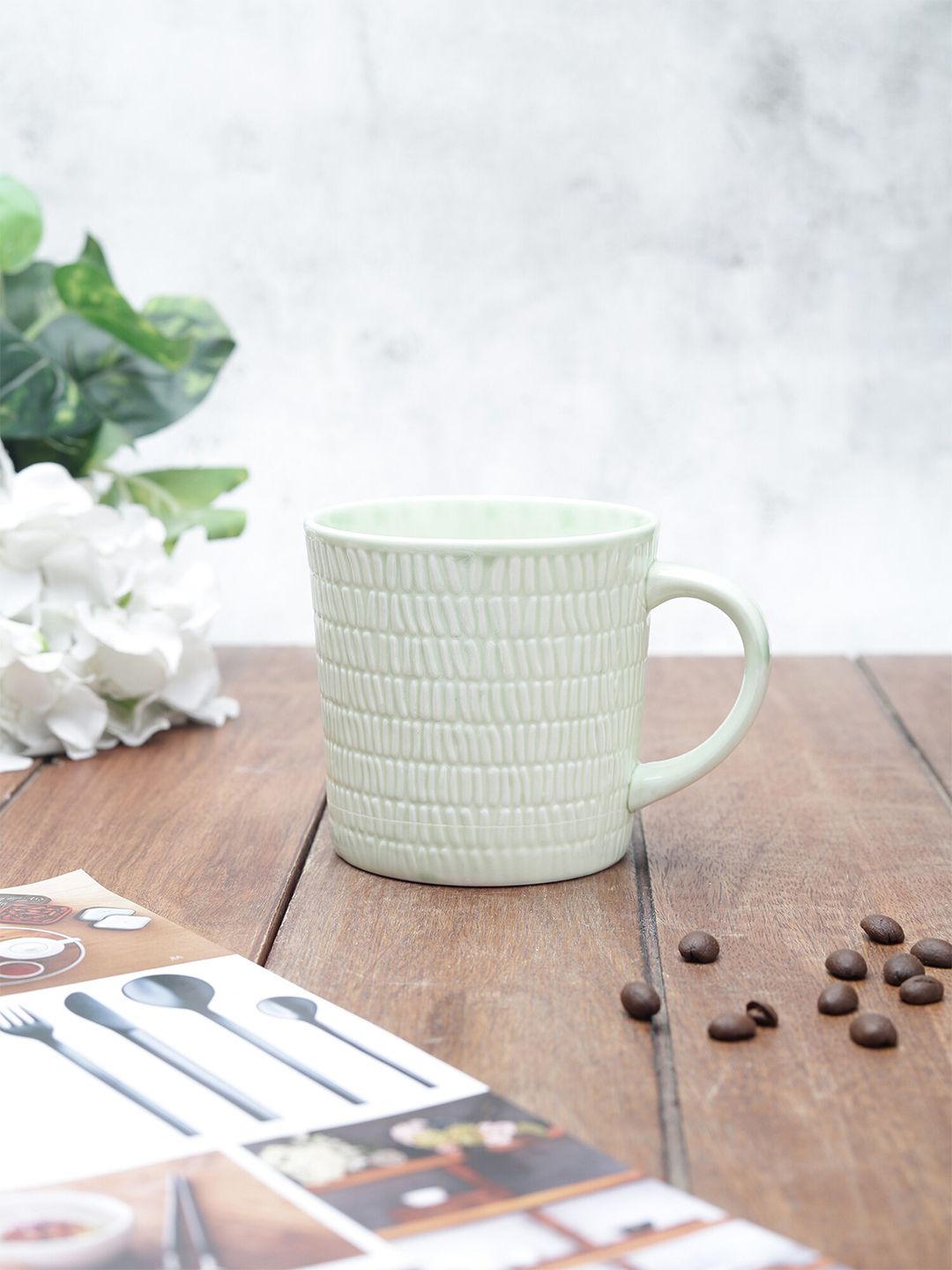 JCPL Green Textured Ceramic Glossy Mug Price in India