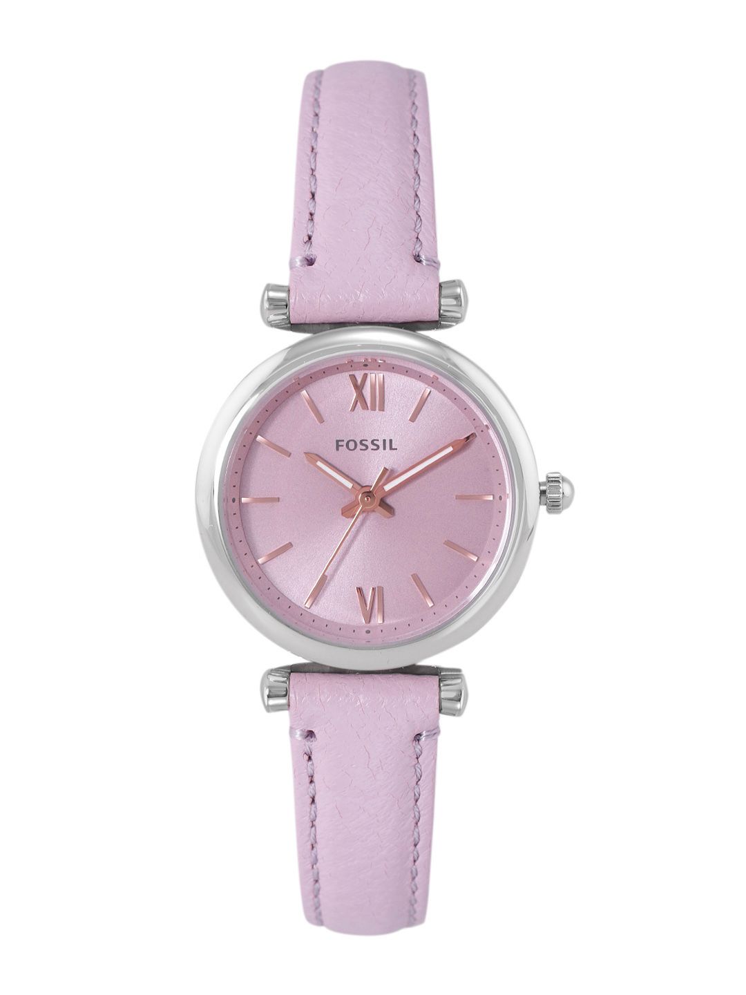 Fossil Women Purple Dial & Eco Leather Straps Carlie Mini Analogue Watch ES5102 Price in India