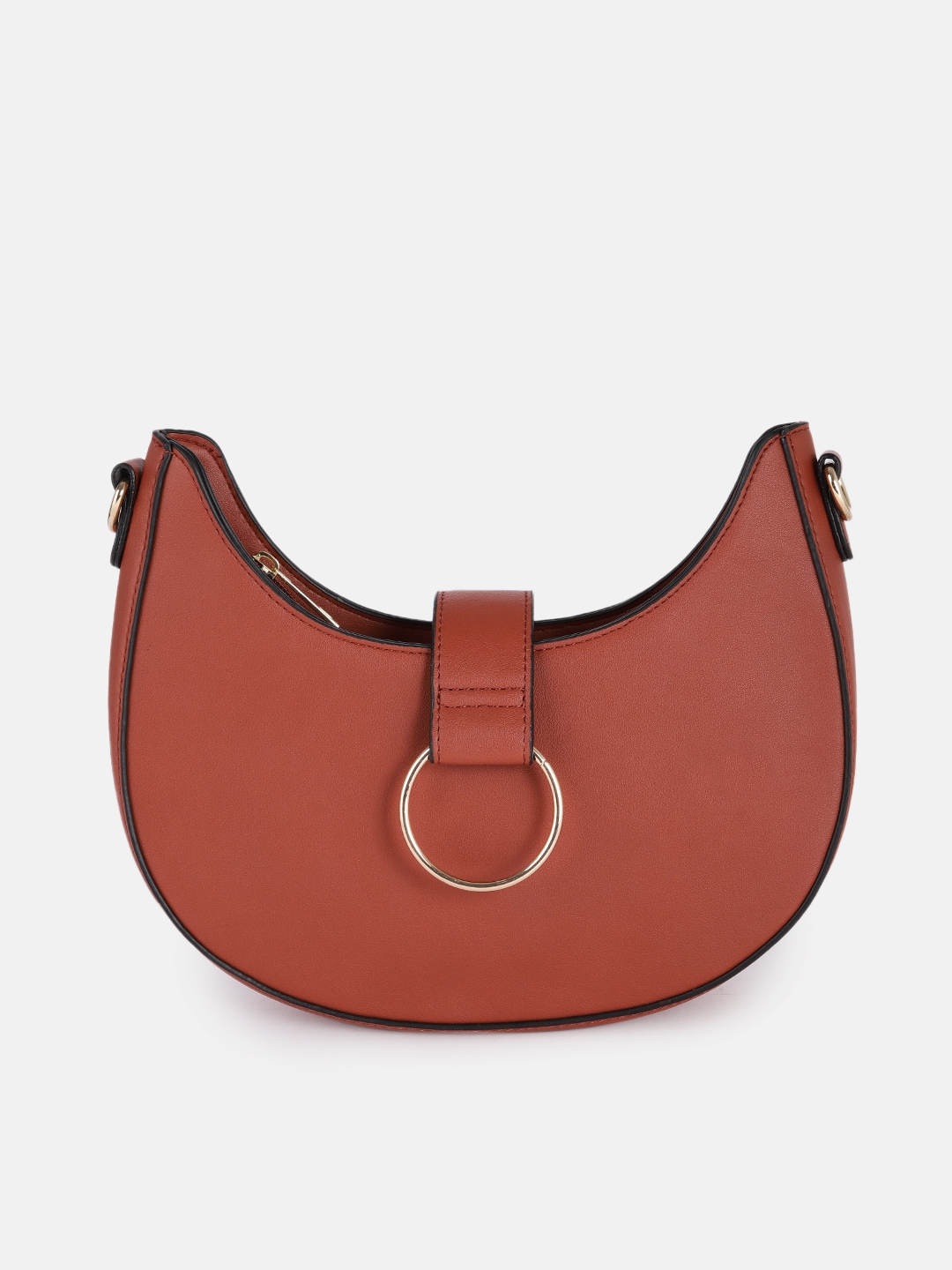 DressBerry Rust Solid PU Small Half Moon Sling Bag Price in India