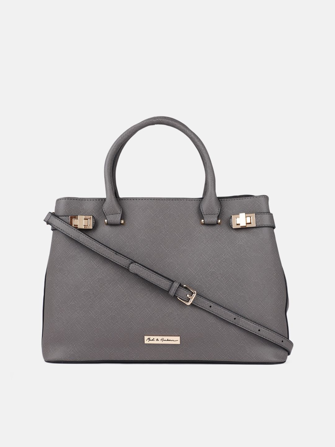 Mast & Harbour Grey PU Oversized Structured Sling Bag Price in India