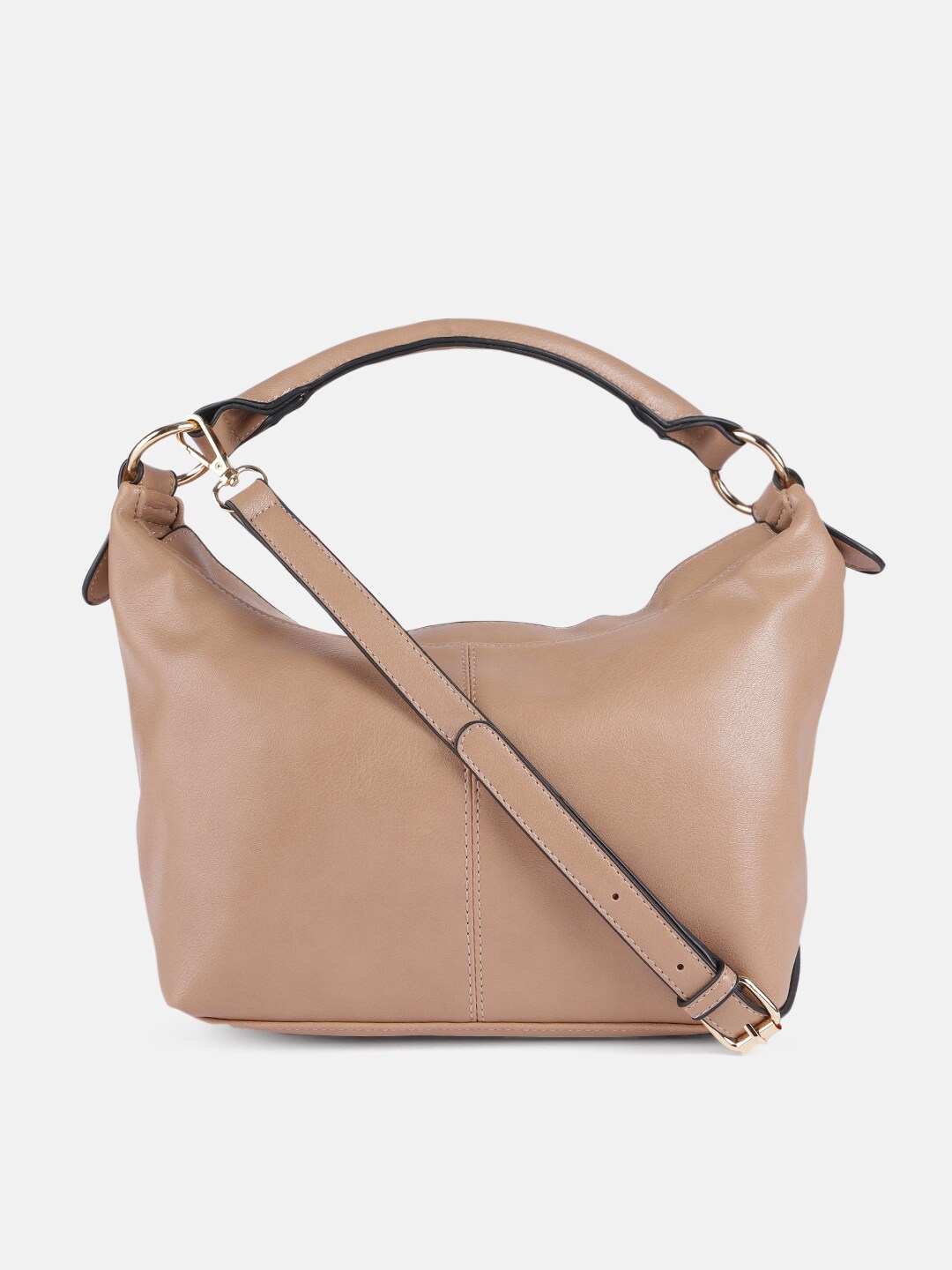 Mast & Harbour Taupe Solid Structured Sling Bag Price in India