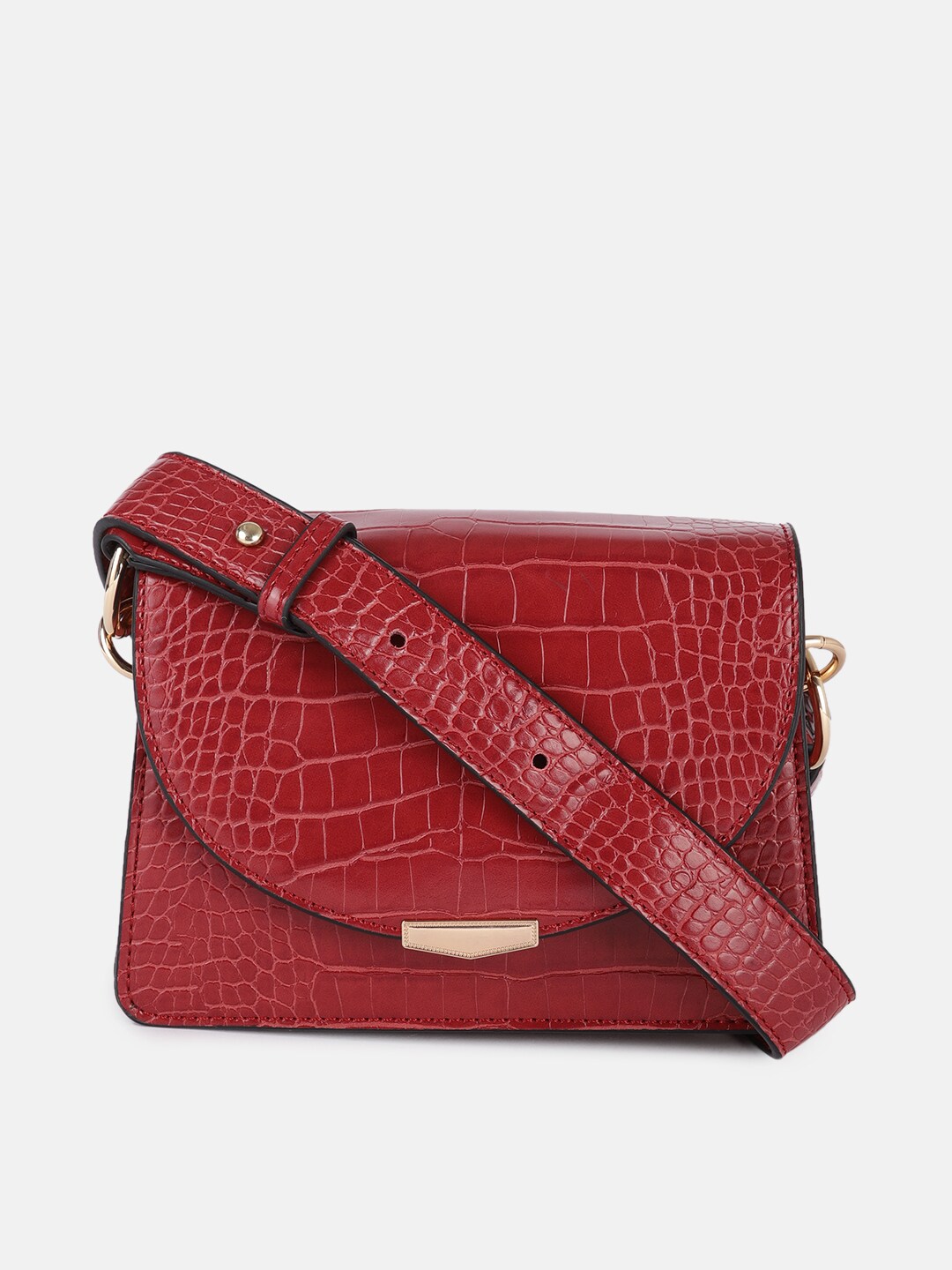 Mast & Harbour Red Animal Textured PU Structured Sling Bag Price in India