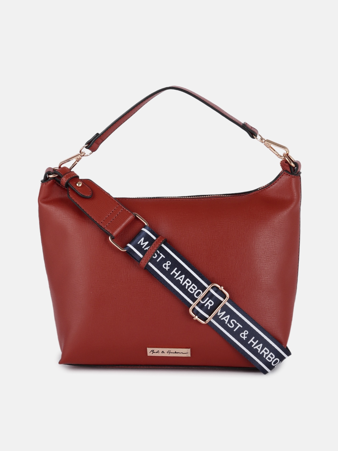 Mast & Harbour Red Solid Structured Sling Bag Price in India