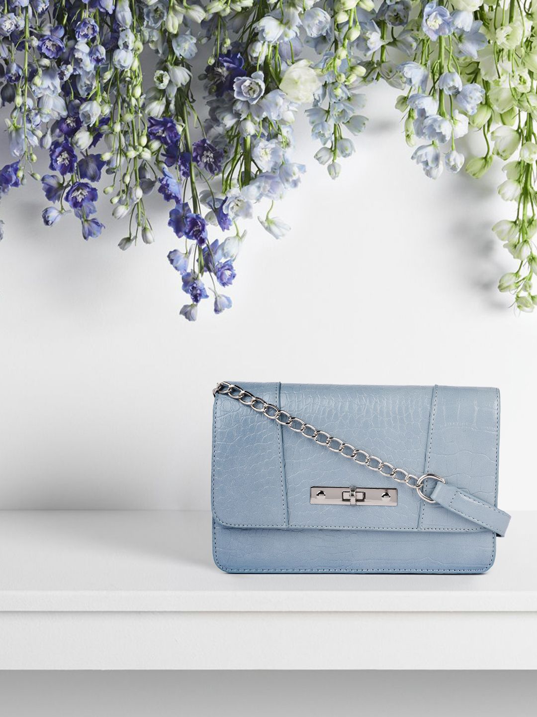 Mast & Harbour Blue Textured Sling Bag Price in India