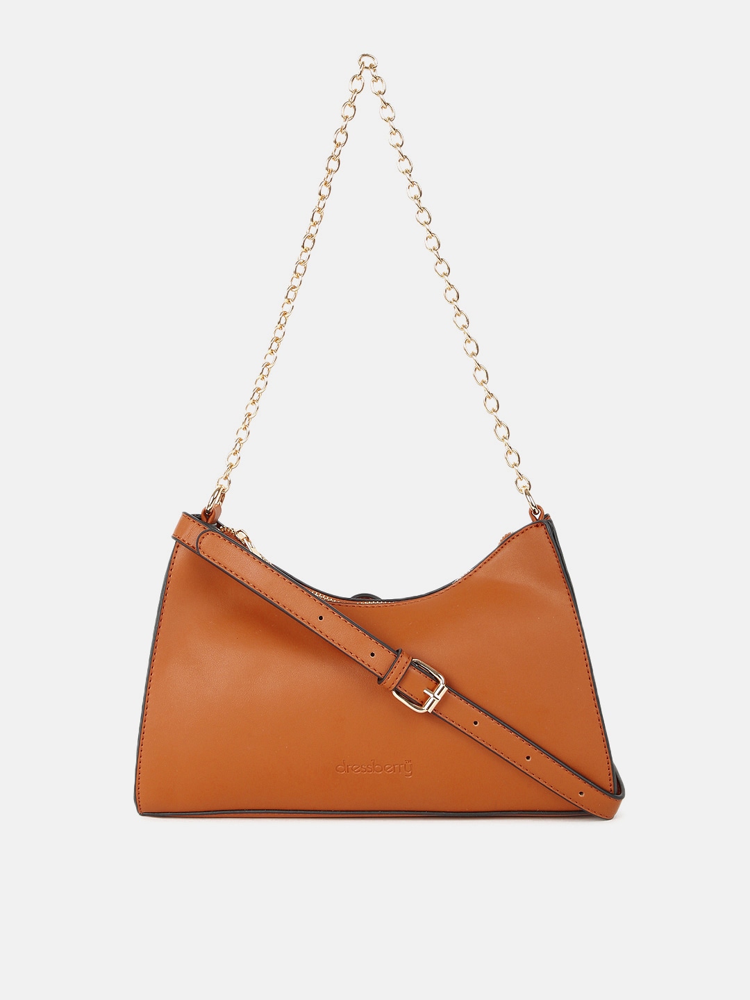 DressBerry Tan Brown Structured Shoulder Bag Price in India