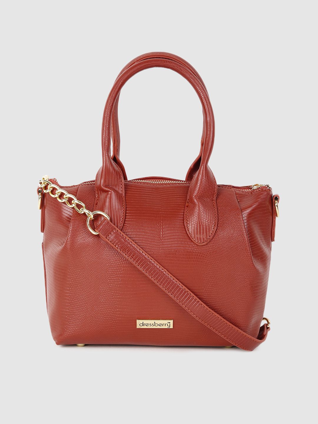 DressBerry Red PU Structured Handheld Bag Price in India