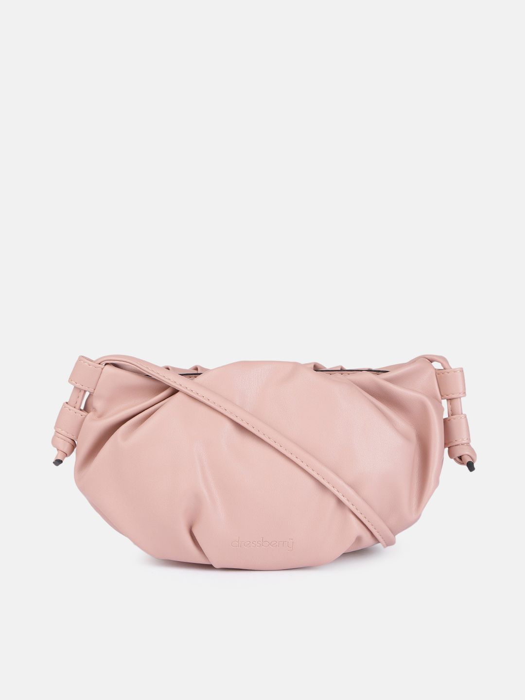 DressBerry Pink Solid Half Moon Sling Bag Price in India