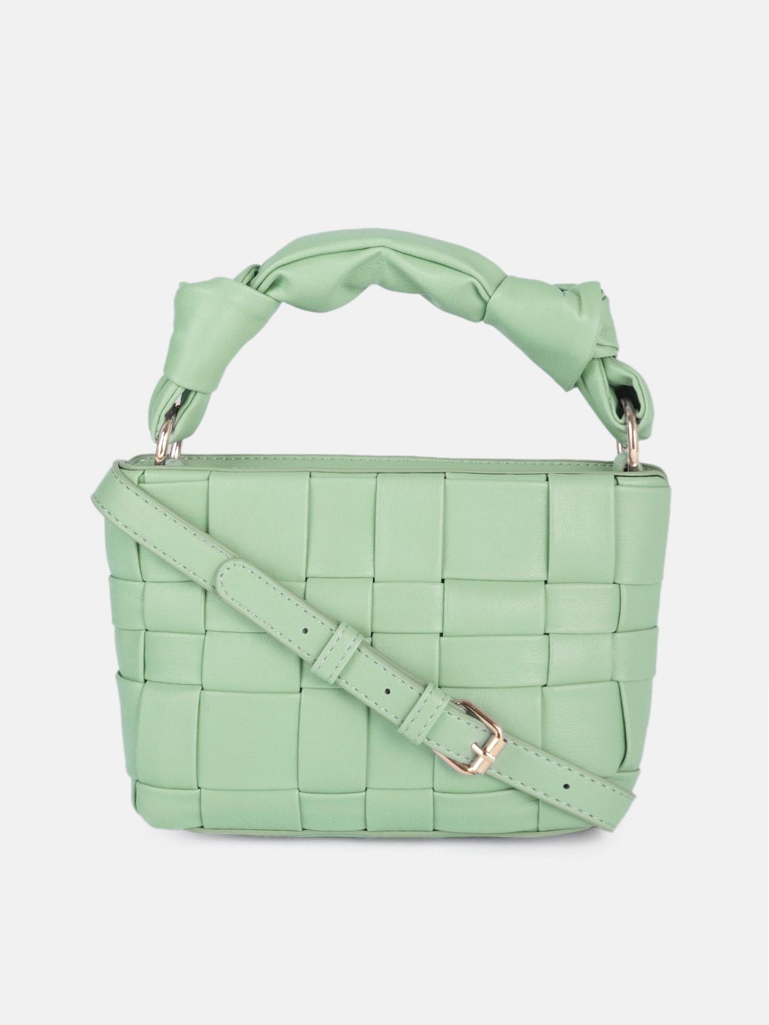 DressBerry Green Self Design Sling Bag Price in India