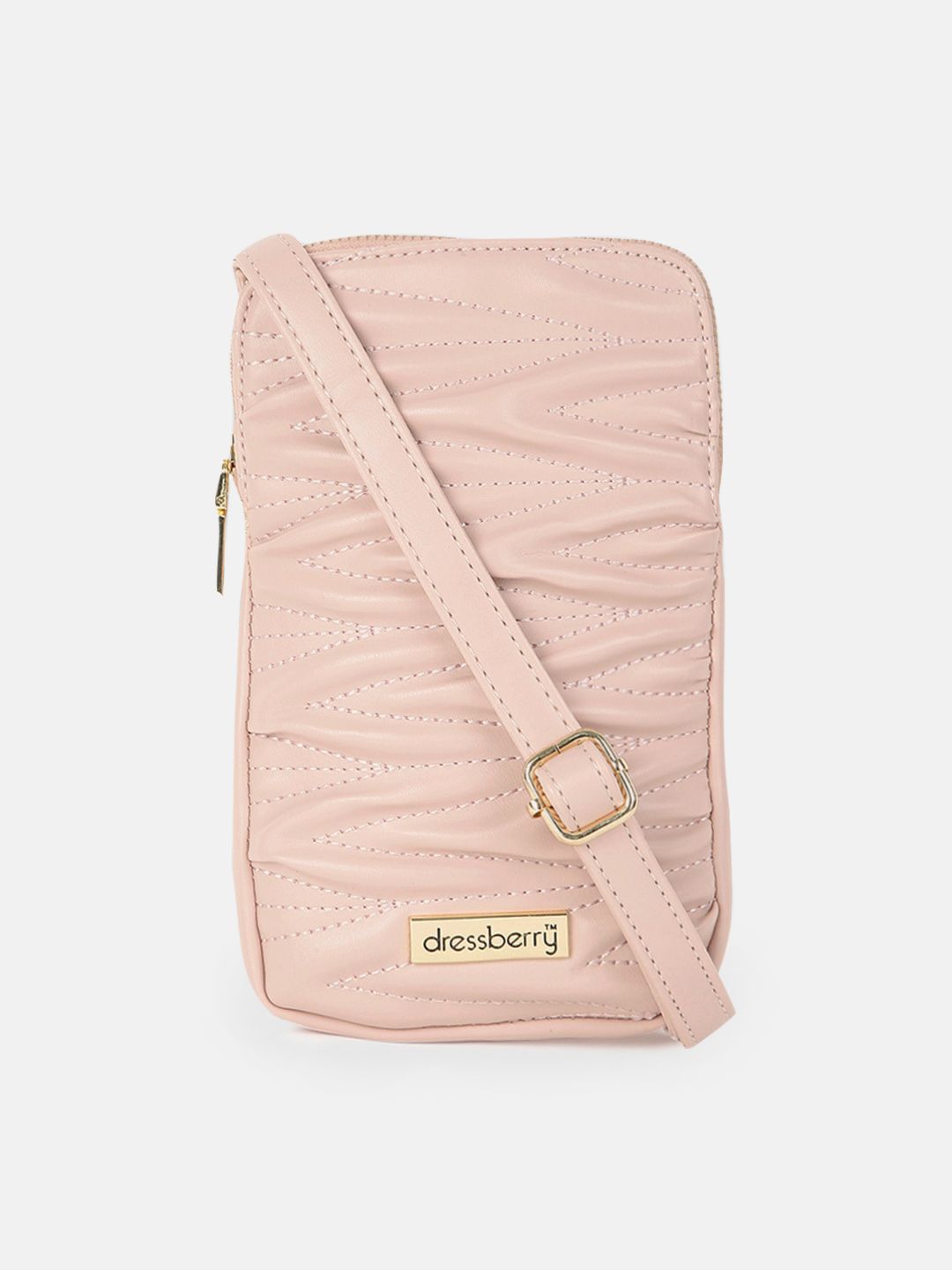 DressBerry Pink Solid PU Small Structured Sling Bag with Quilted Detail Price in India