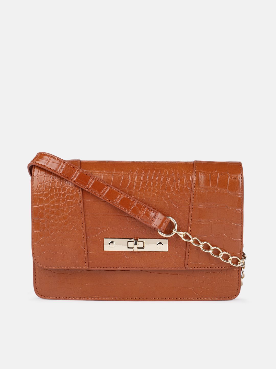 Mast & Harbour Brown Textured Sling Bag Price in India