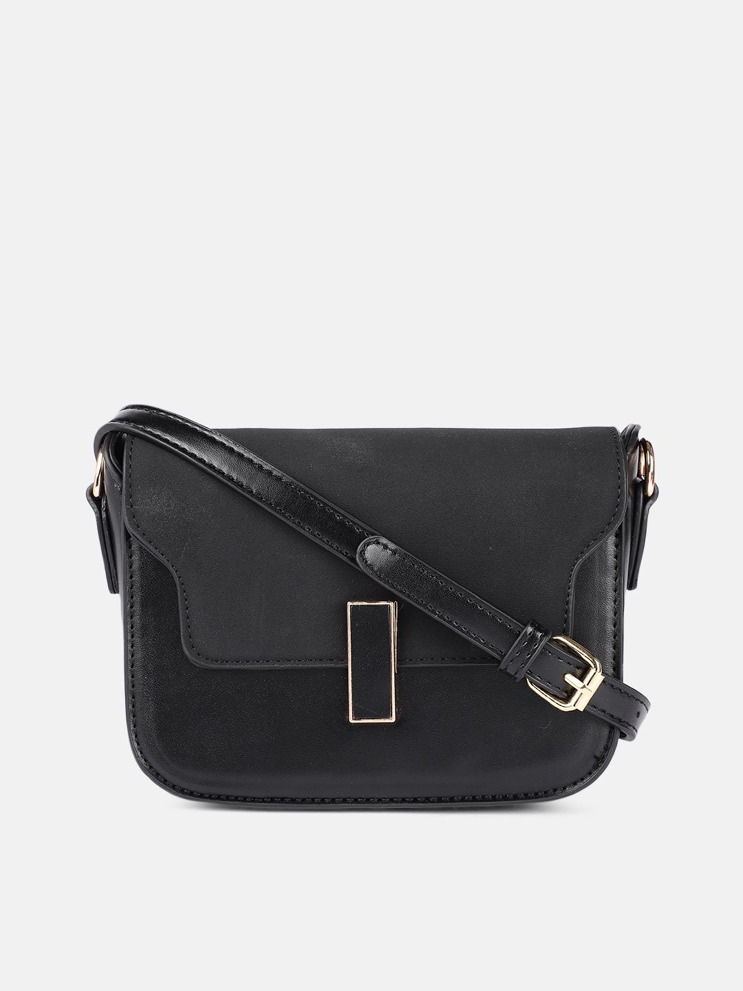 DressBerry Black Structured Sling Bag Price in India