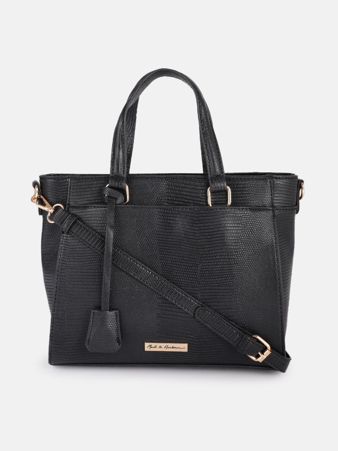 Mast & Harbour Black Textured Shoulder Bag Price in India
