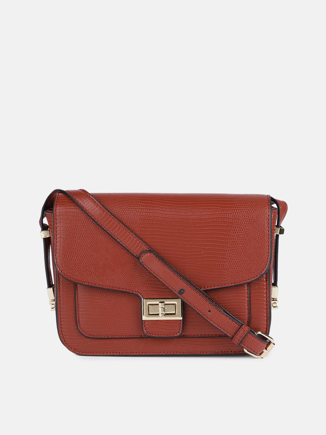 Mast & Harbour Red Animal Textured Structured Sling Bag Price in India
