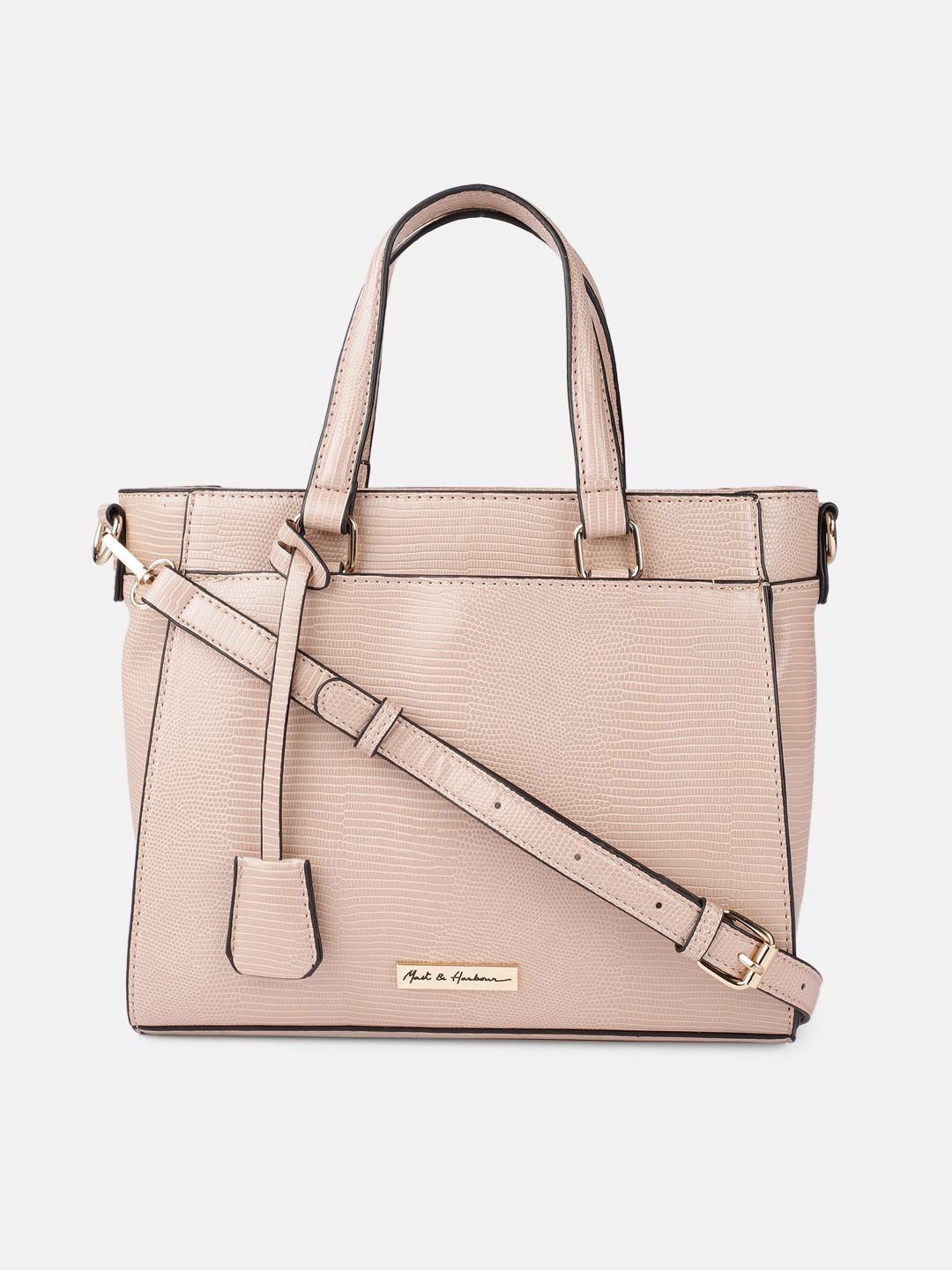 Mast & Harbour Nude-Coloured Textured PU Structured Handheld Bag Price in India