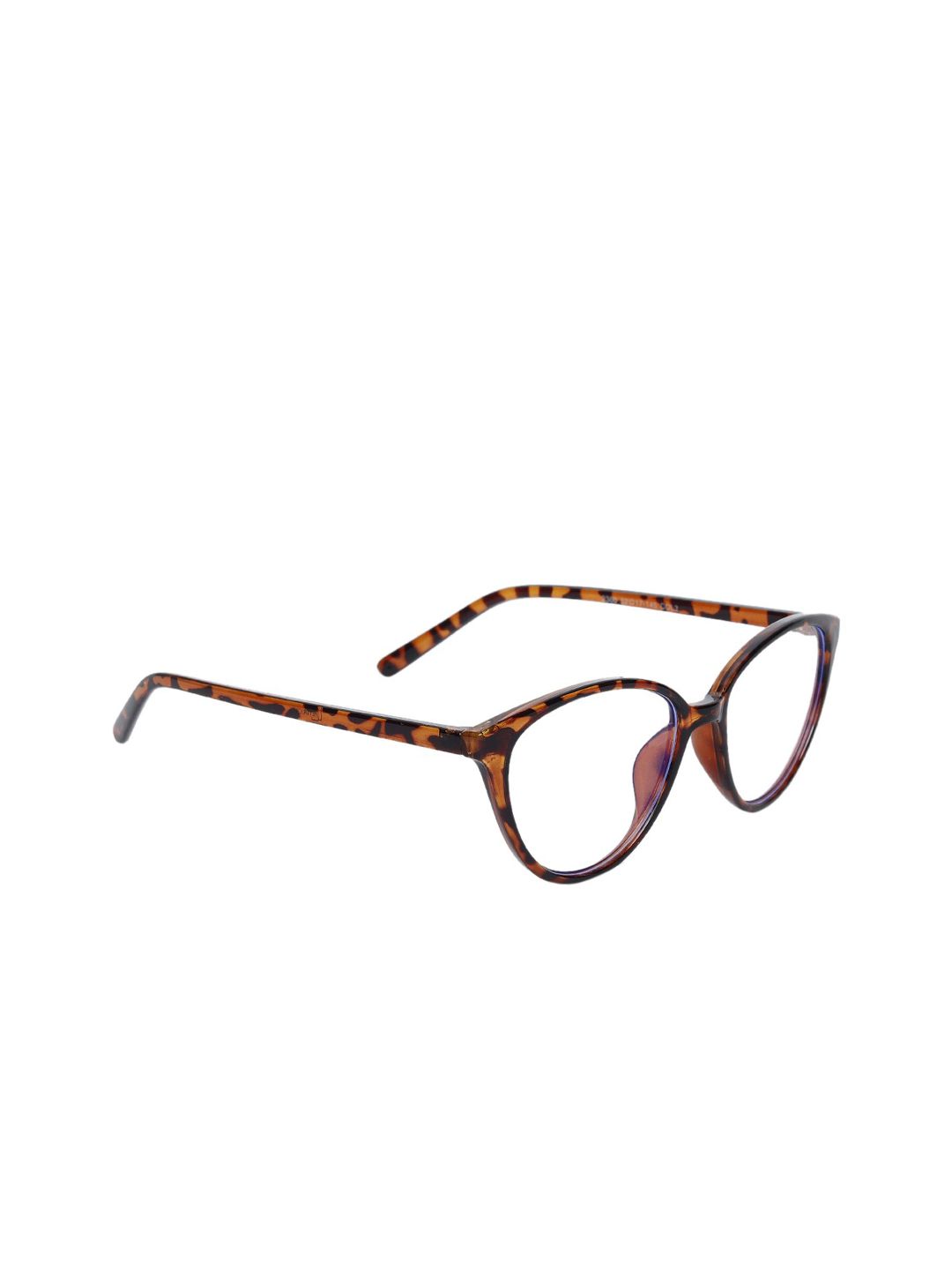 Peter Jones Eyewear Unisex Brown Abstract Blue Light Blocking Cateye Frames Price in India