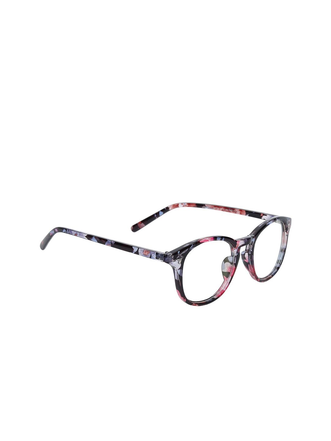 Peter Jones Eyewear Unisex Pink & Black Abstract Full Rim Round Frames Price in India