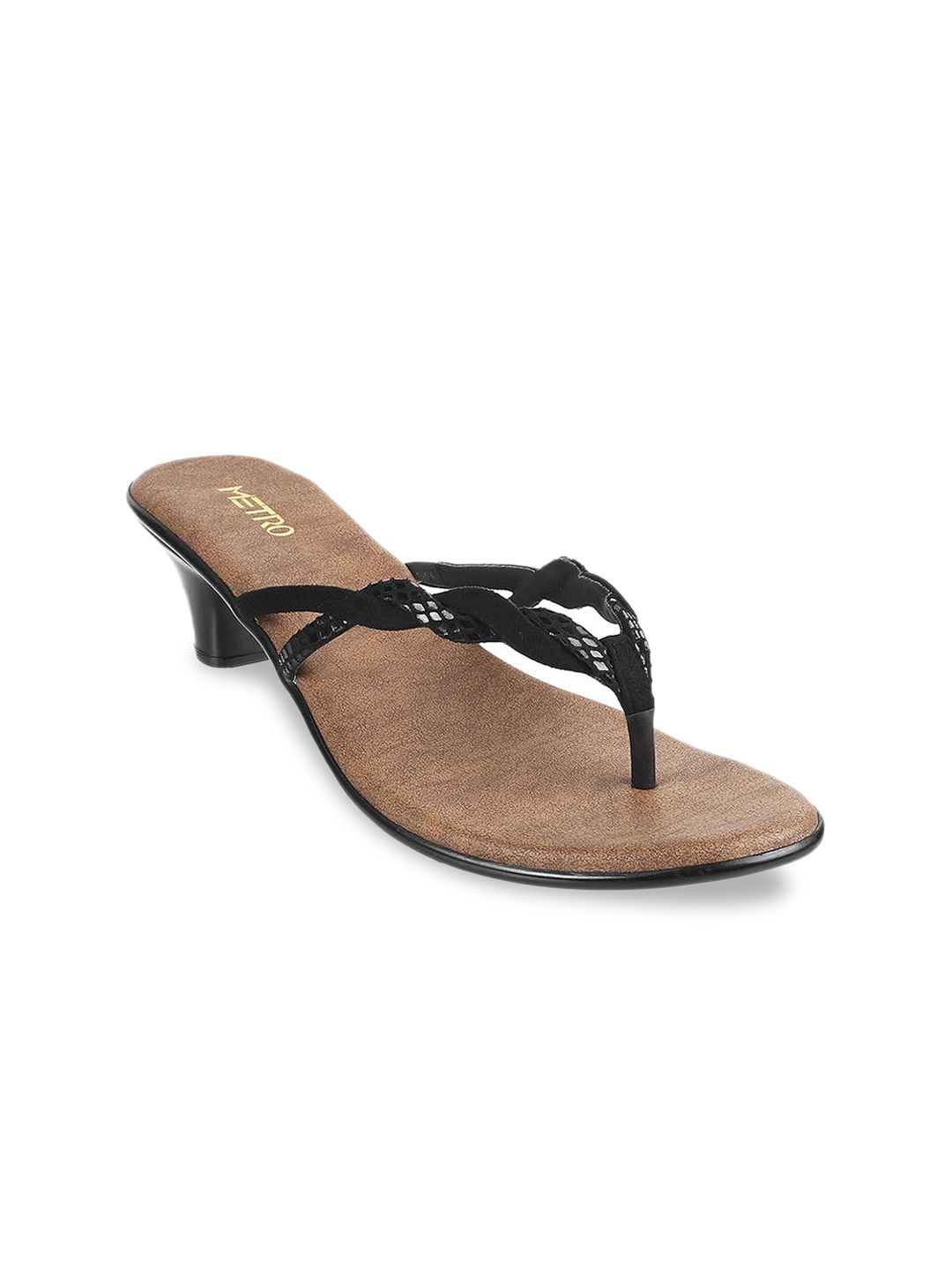 Metro Black & Brown Kitten Sandals Price in India