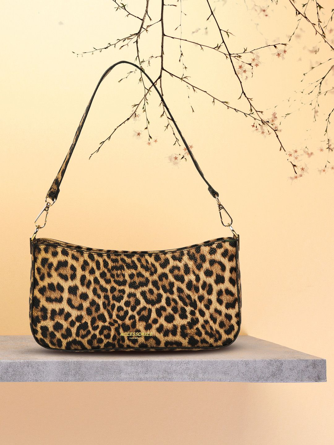 Accessorize Women Black & Cream Leopard Printed Roxanne Shoulder Bag Price in India