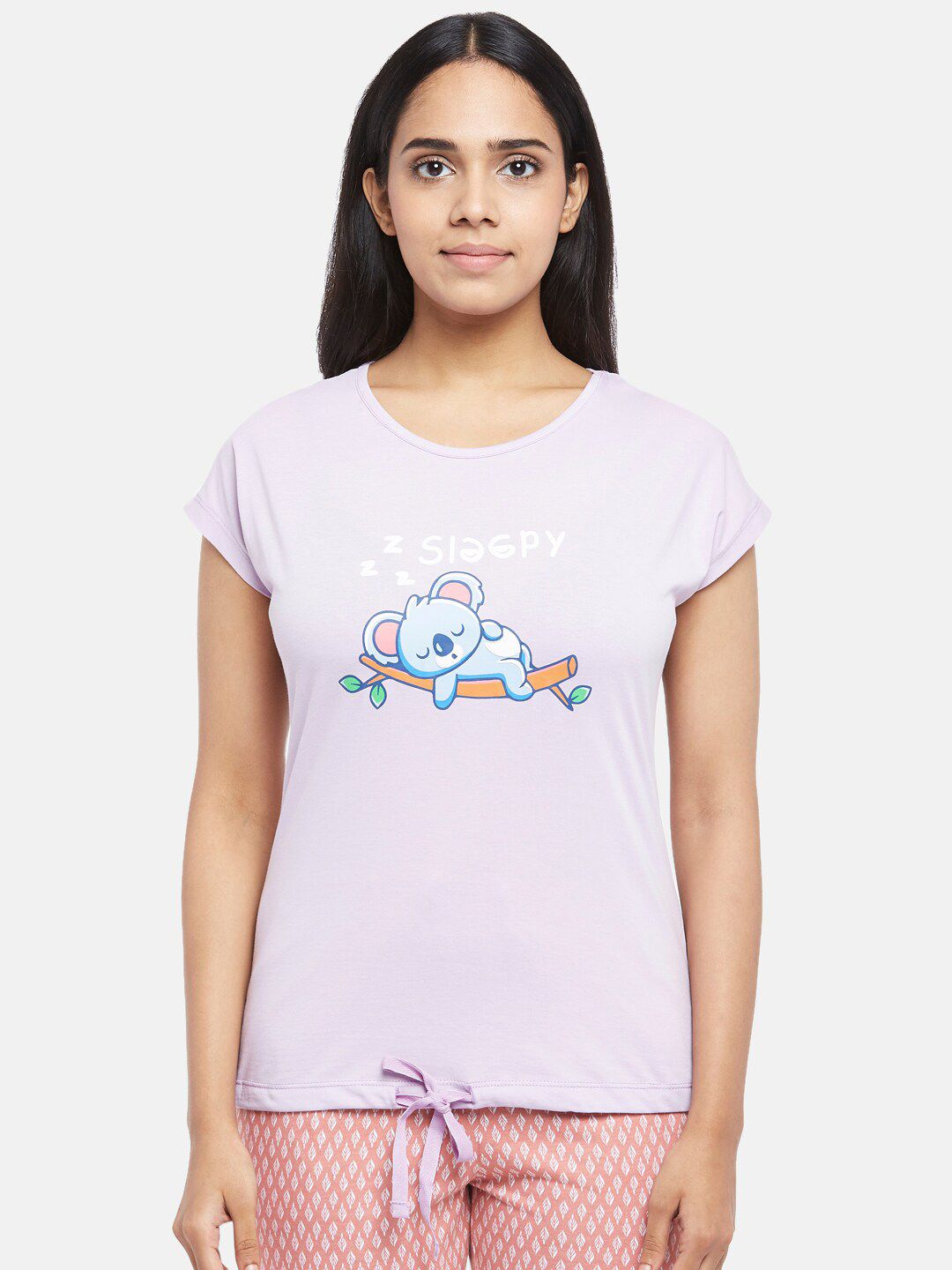 Dreamz by Pantaloons Women Purple Graphic Printed Lounge T-shirt Price in India