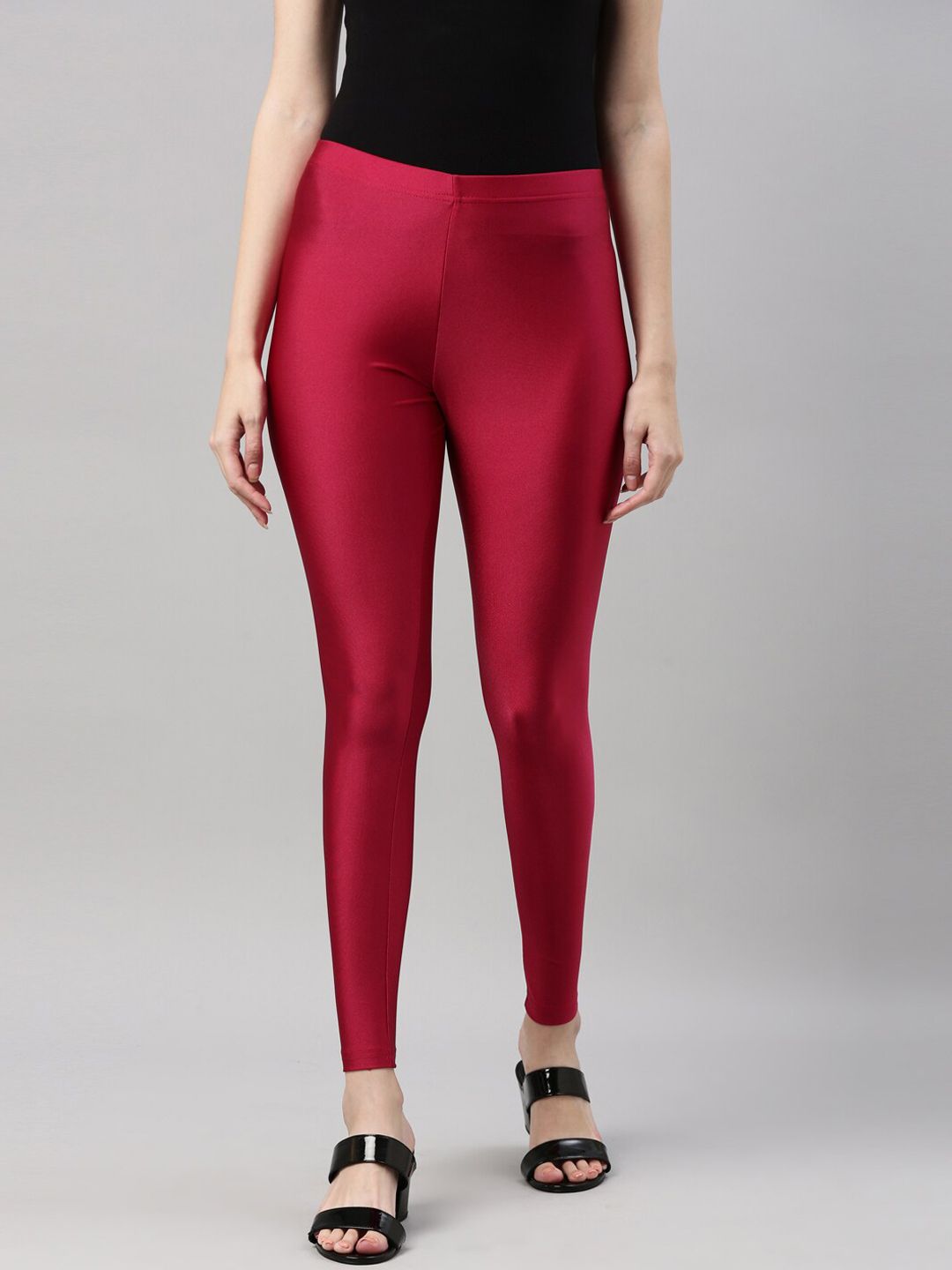 Go Colors Women Fuchsia Pink Solid Ankle-Length Leggings Price in India
