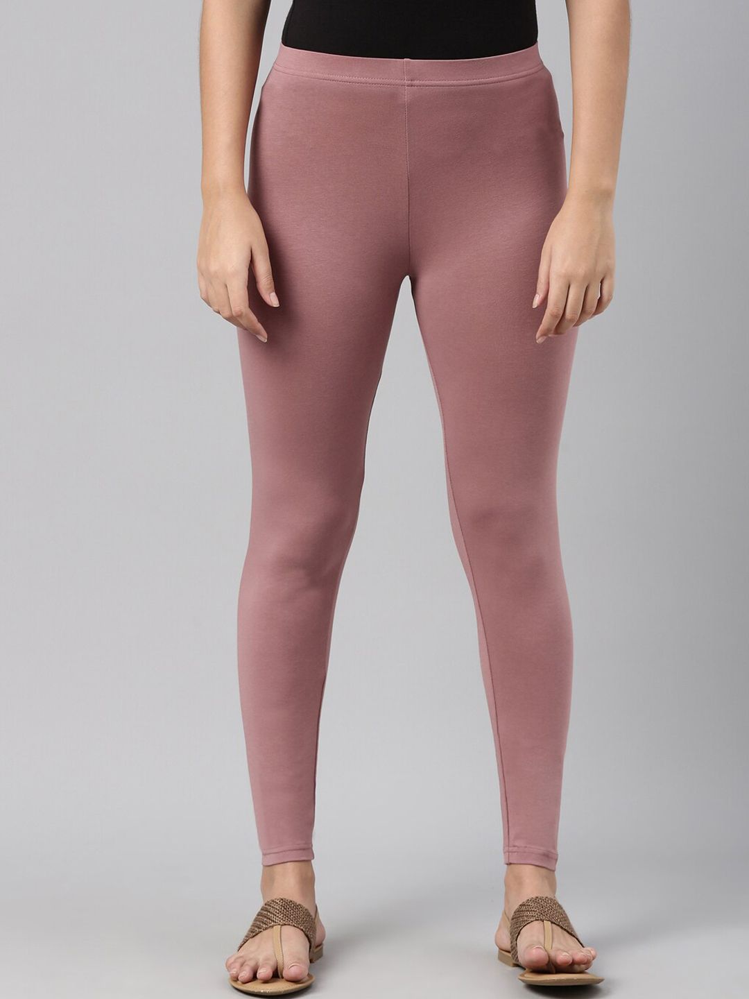 Go Colors Women Mauve Solid Ankle-Length Leggings Price in India
