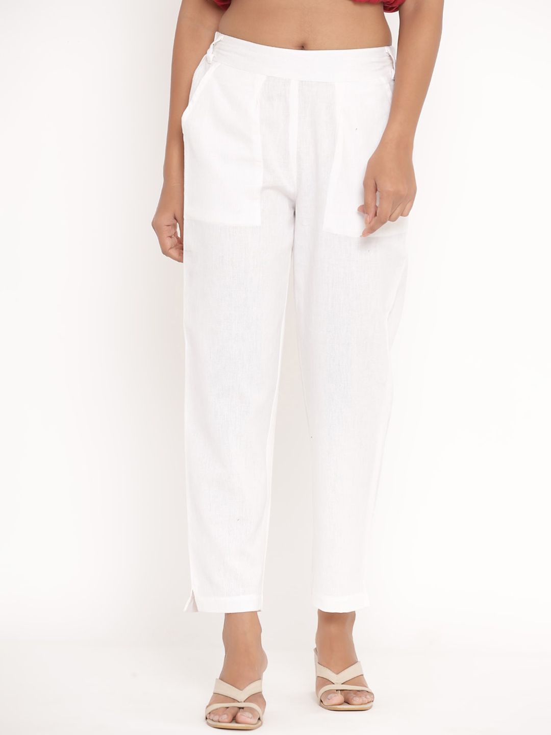 Fabriko Women White Trousers Price in India