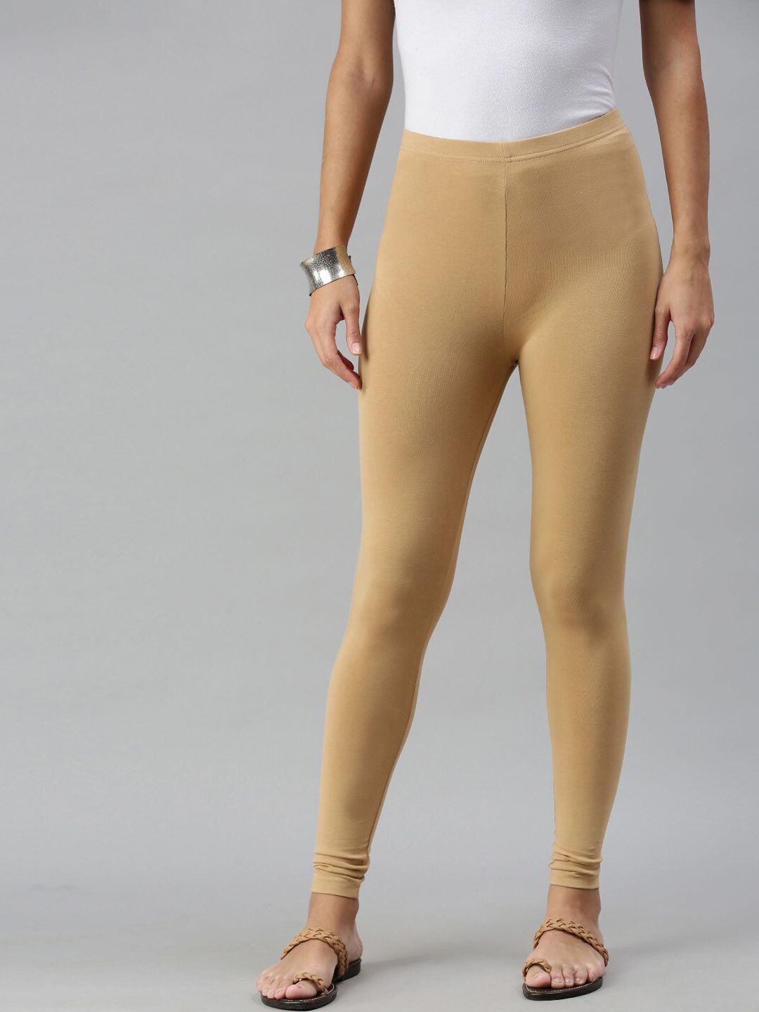De Moza Women Nude Solid Ankle Length Leggings Price in India