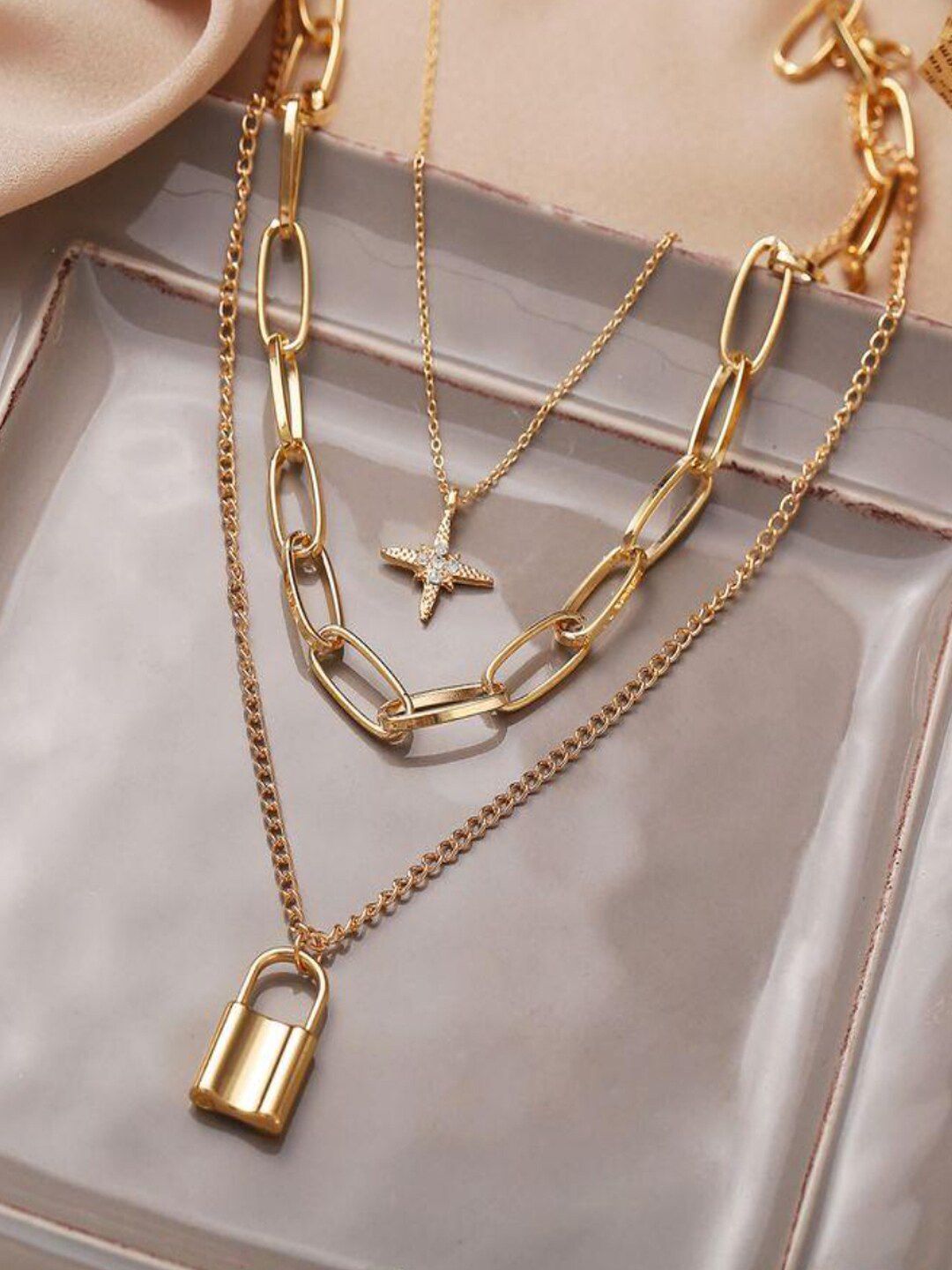 YouBella Women Gold Plated Layered Necklace Price in India