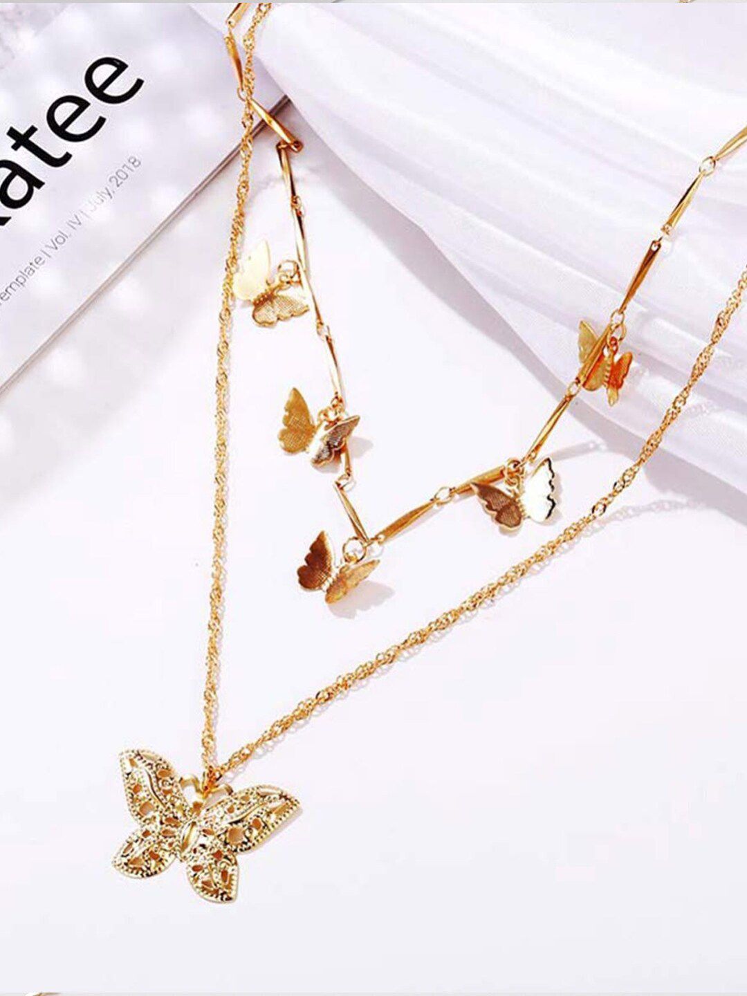 YouBella Gold-Toned Gold-Plated Layered Necklace Price in India